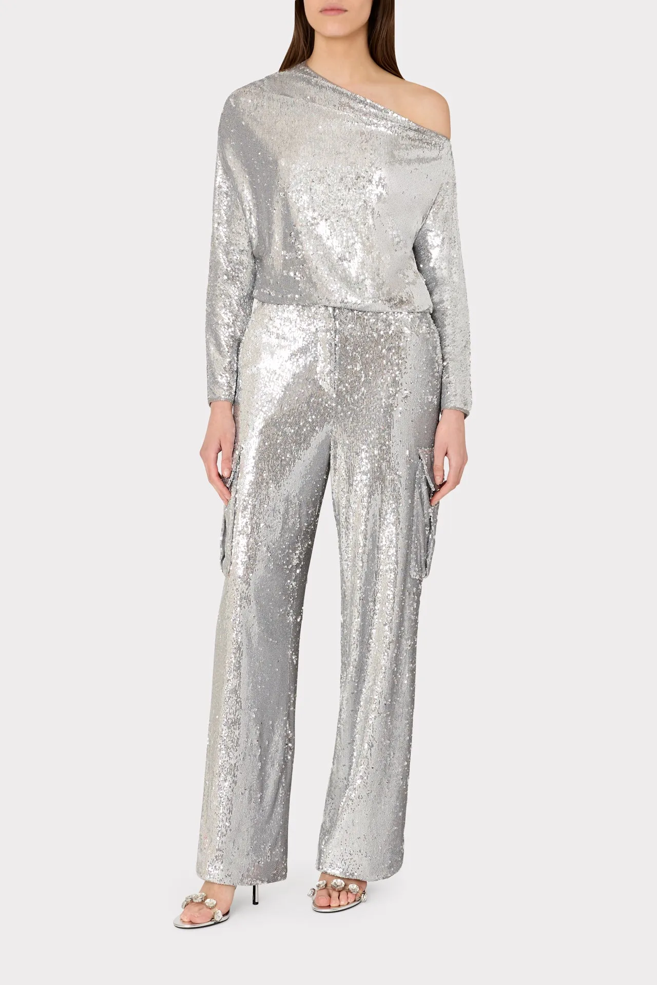 Draped One Shoulder Sequins Top sold by Milly product image thumbnail 2