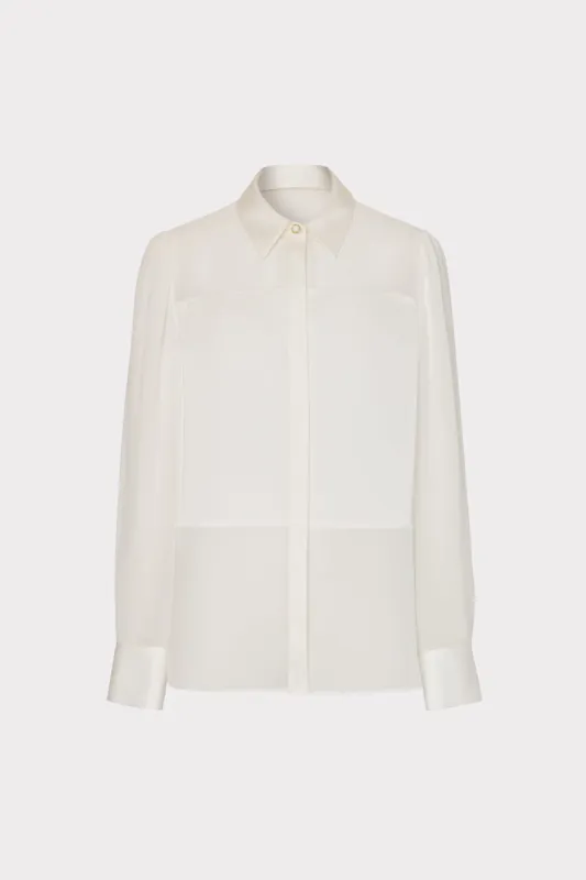 Andy Satin Combo Button Up Blouse sold by Milly