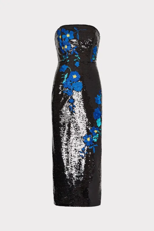 Kait Vines Of Floral Sequins Dress sold by Milly