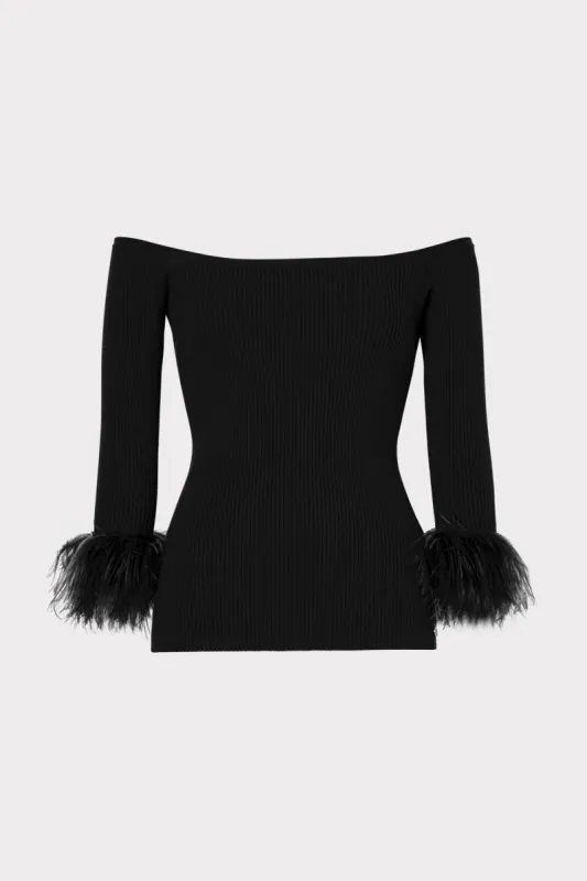 Off The Shoulder Feather Sleeve Top sold by Milly