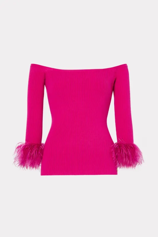 Off The Shoulder Feather Sleeve Top sold by Milly