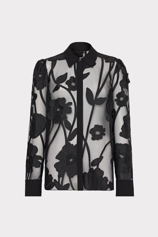 Ashton Grand Fleur Embroidered Top sold by Milly