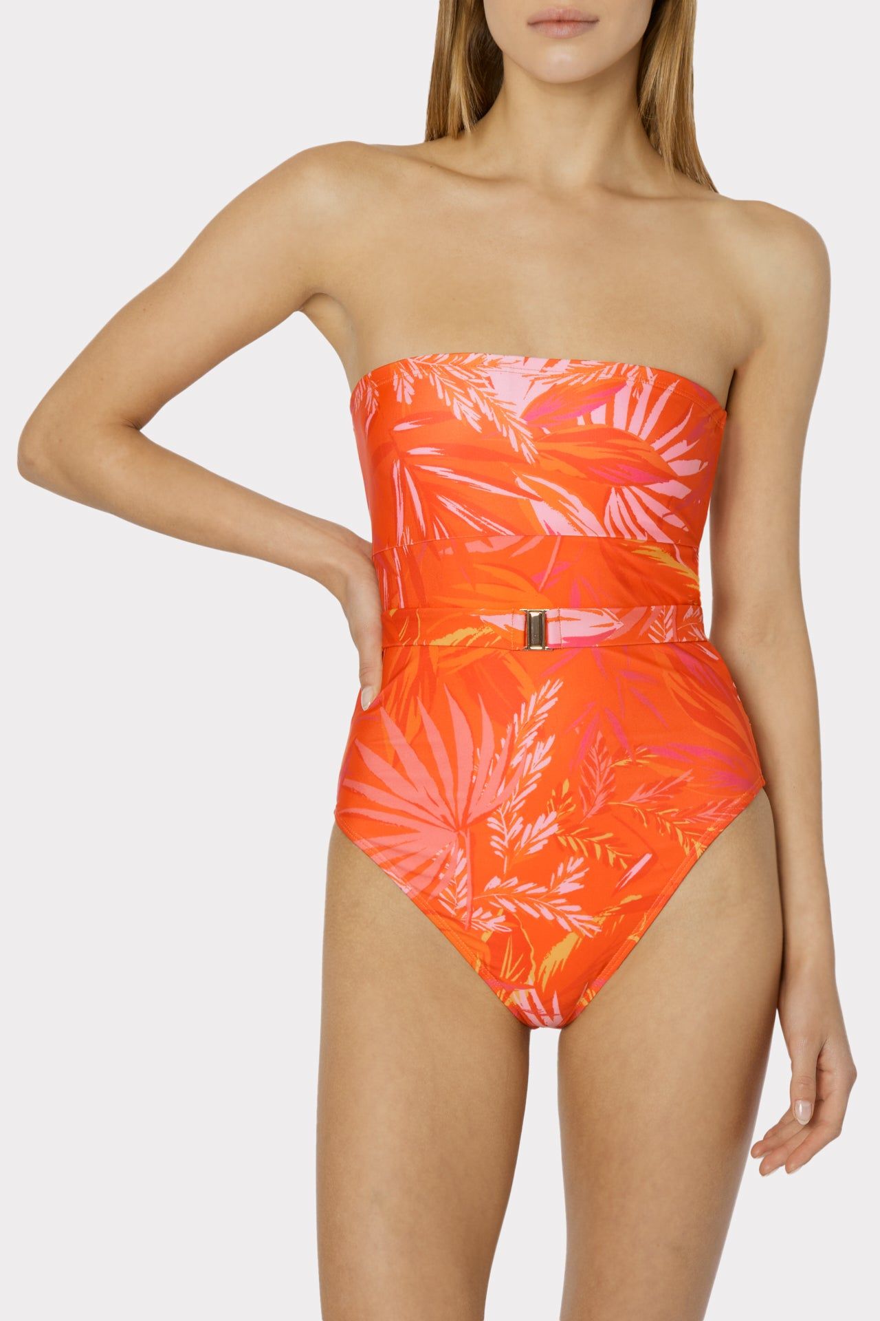 Tropical Palm Print Miami Belted One Piece Swimsuit sold by Milly product image thumbnail 2