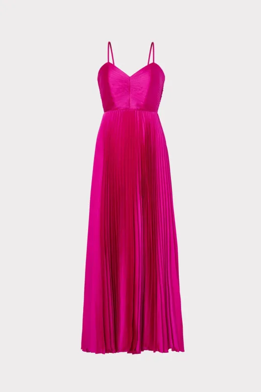 Hallie Satin Pleated Dress sold by Milly