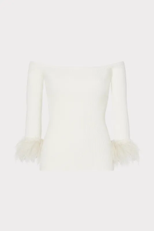 Off The Shoulder Feather Sleeve Top sold by Milly