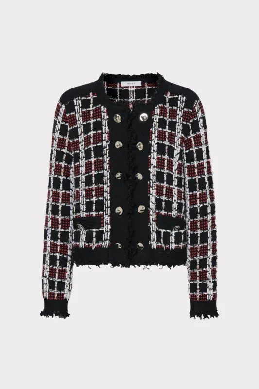 Textured Plaid Cardigan Jacket sold by Milly