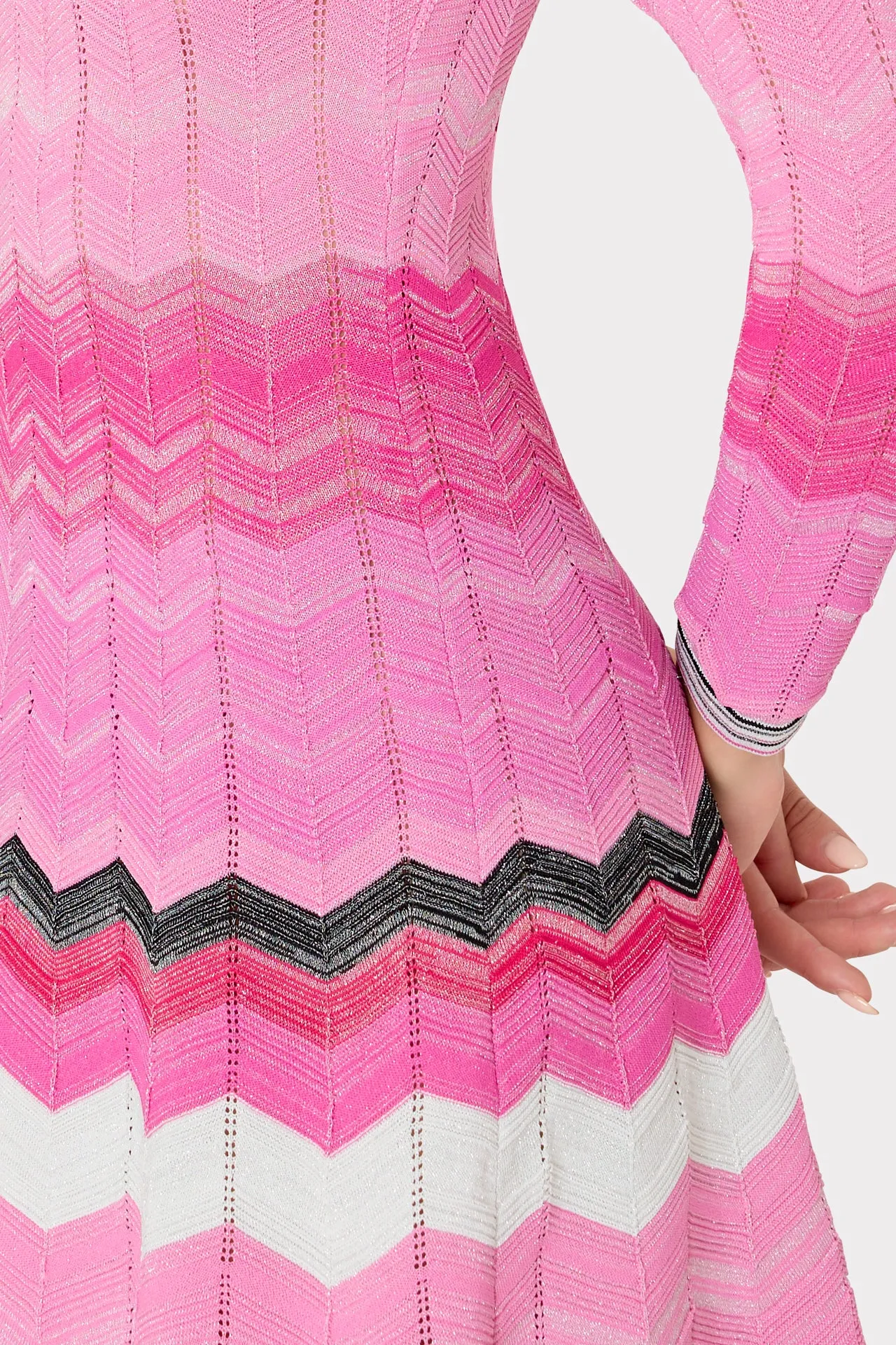 Zig Zag Long Sleeve Flare Dress sold by Milly product image thumbnail 3