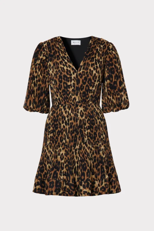 Elle Leopard Pleated Dress sold by Milly
