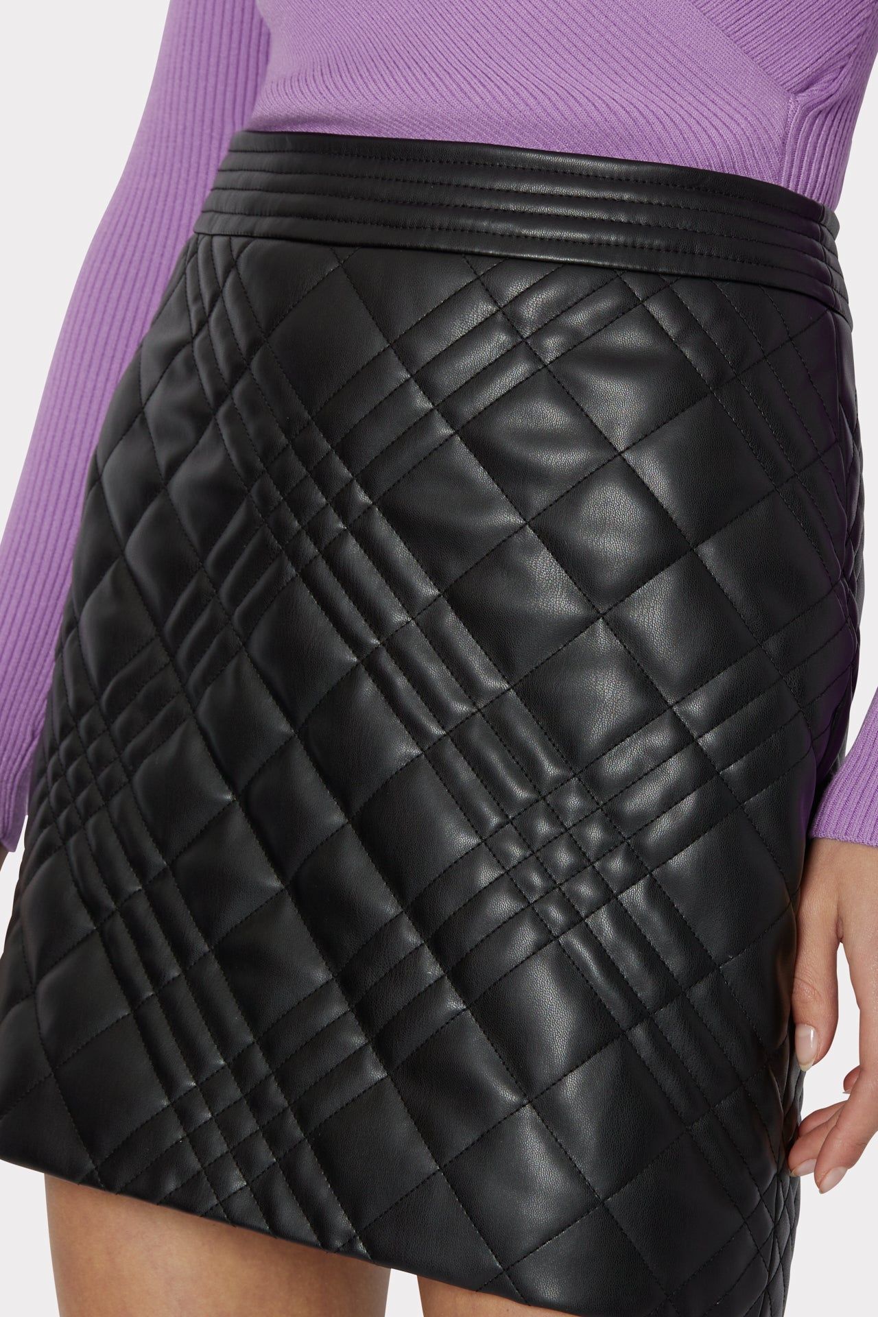 Hailey Quilted Vegan Leather Skirt sold by Milly product image thumbnail 3