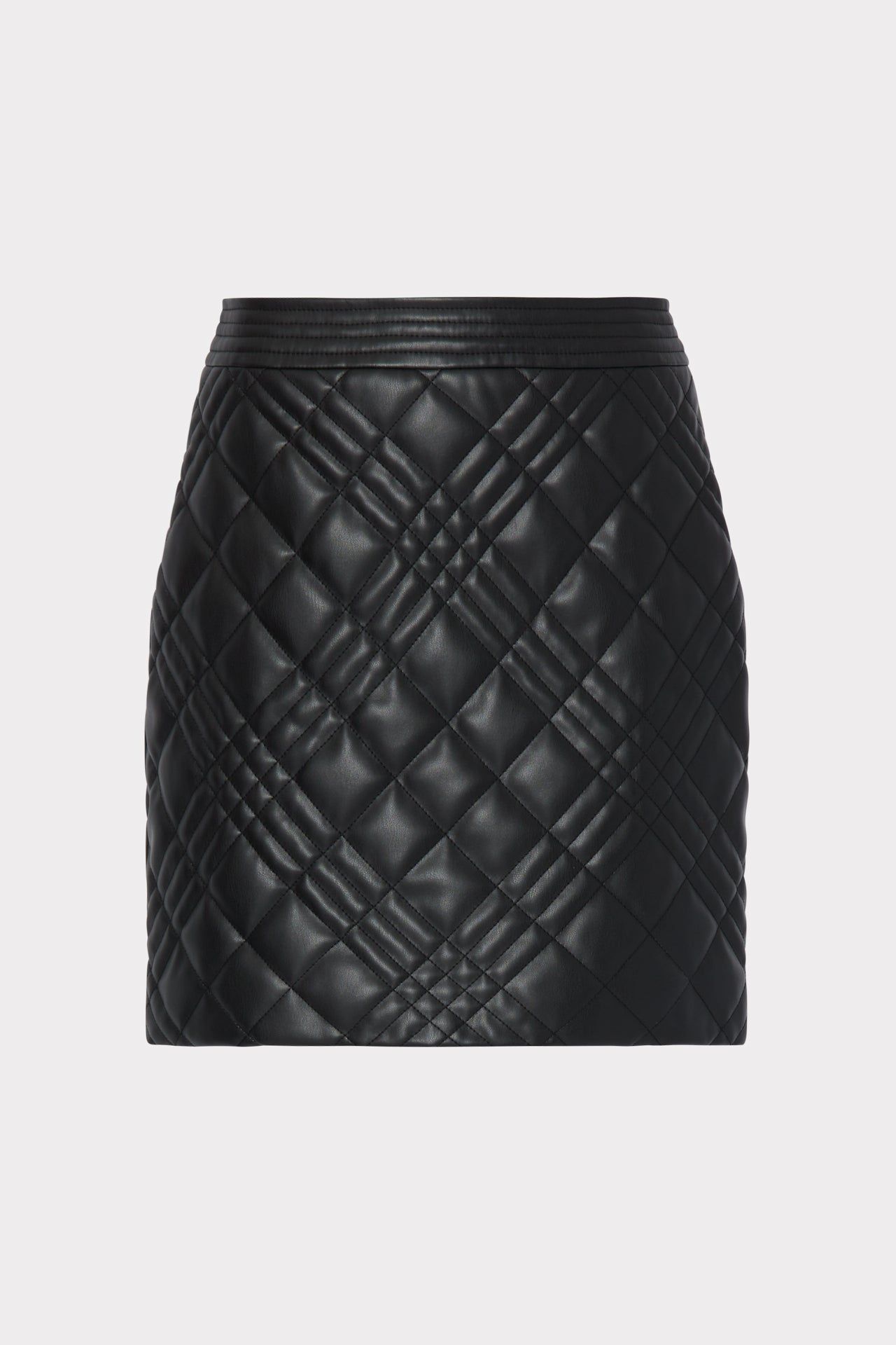 Hailey Quilted Vegan Leather Skirt sold by Milly