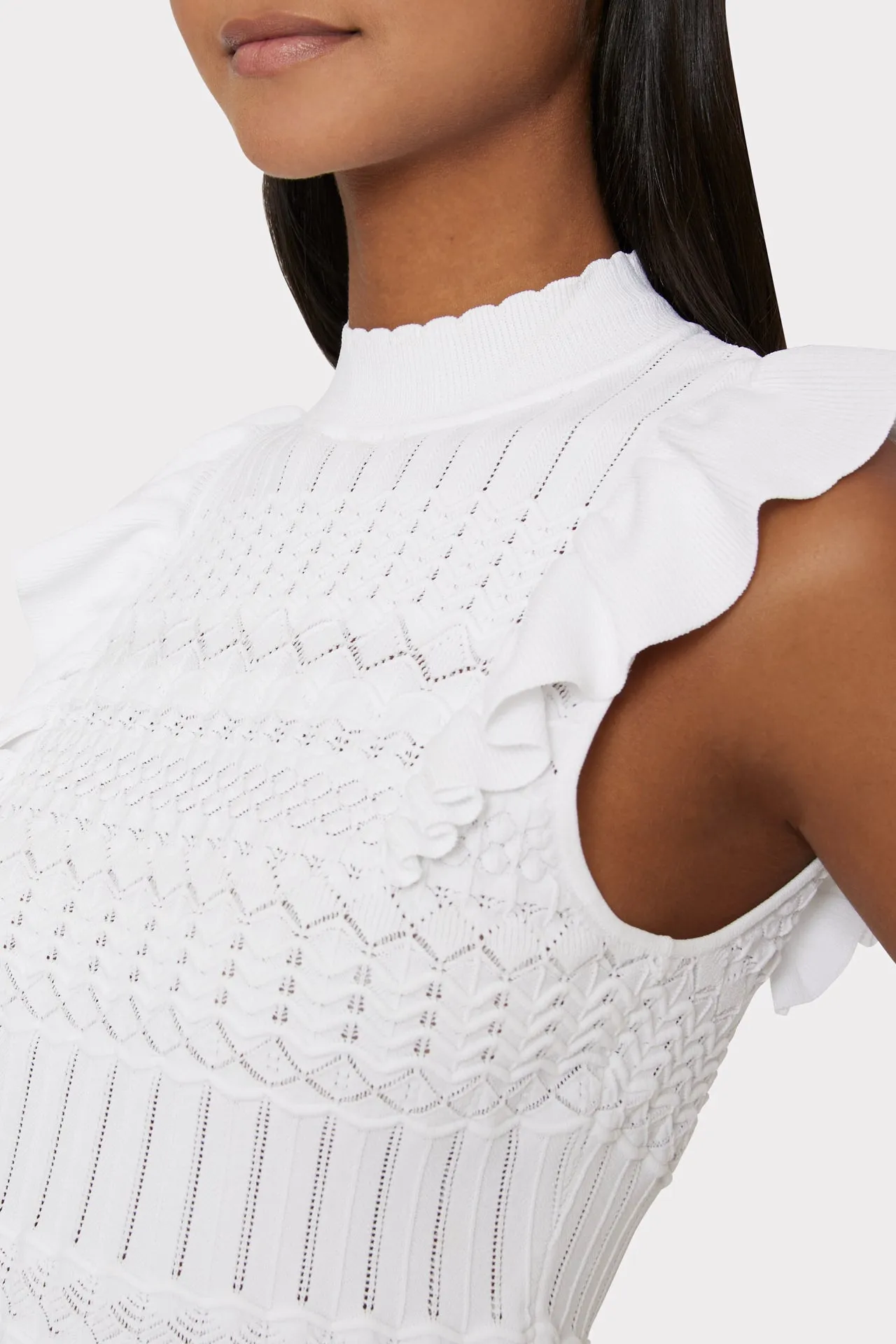 Pointelle Flutter Sleeve Top sold by Milly product image thumbnail 4