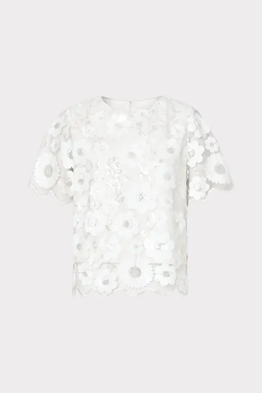 Katelynn Floral Cascading Sequin Top sold by Milly