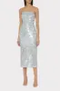 Floral Embroidery Mesh Sequin Midi Dress sold by Milly