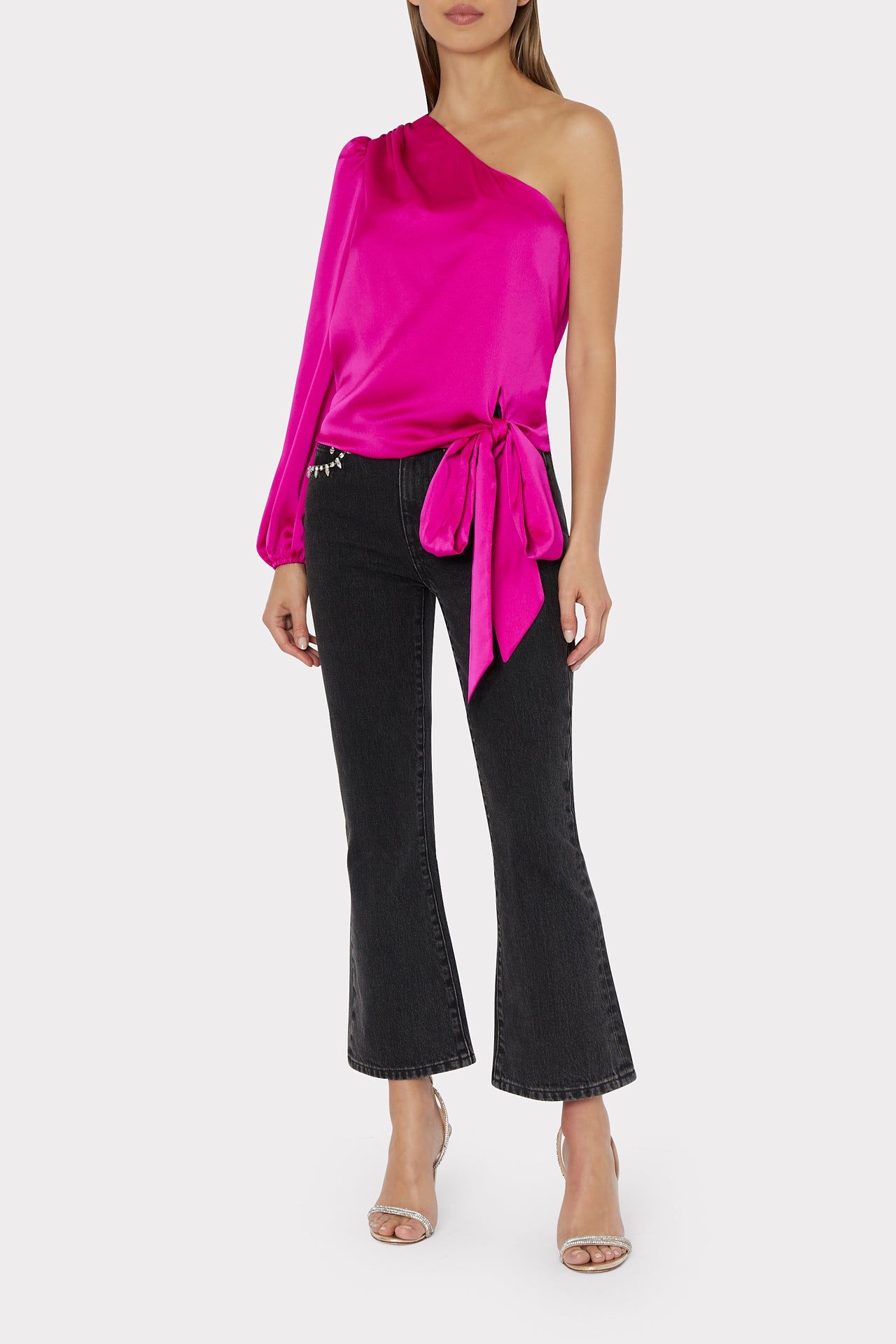 Hellena Satin One Shoulder Top sold by Milly product image thumbnail 2