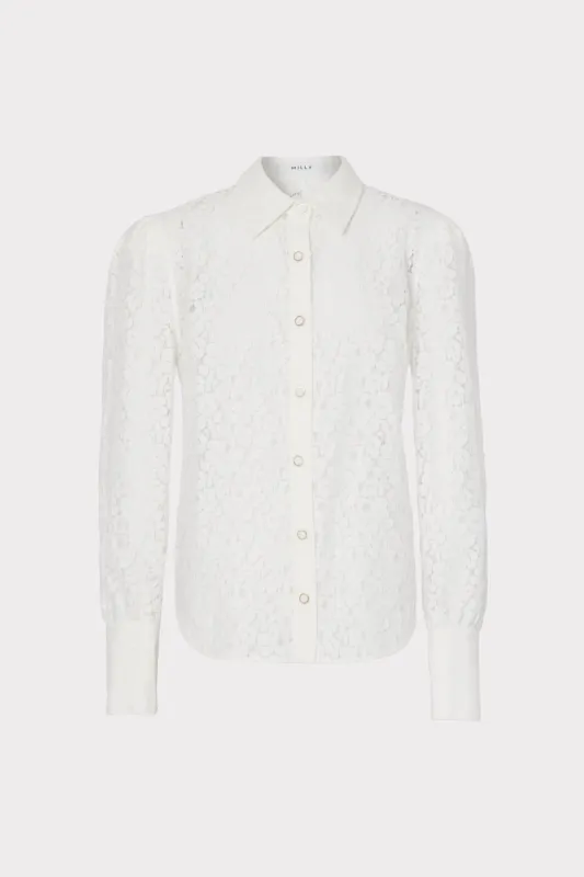 Harlow Cotton Lace Top sold by Milly