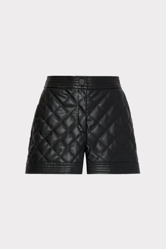 Heather Quilted Vegan Leather Shorts sold by Milly