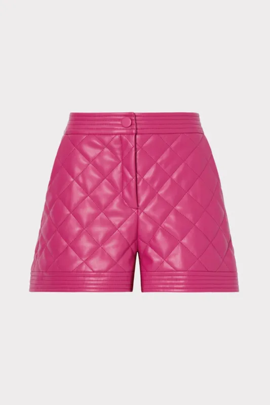 Heather Quilted Vegan Leather Shorts sold by Milly