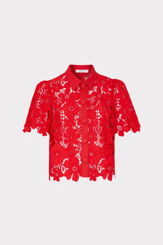 Addison Roja Lace Top sold by Milly