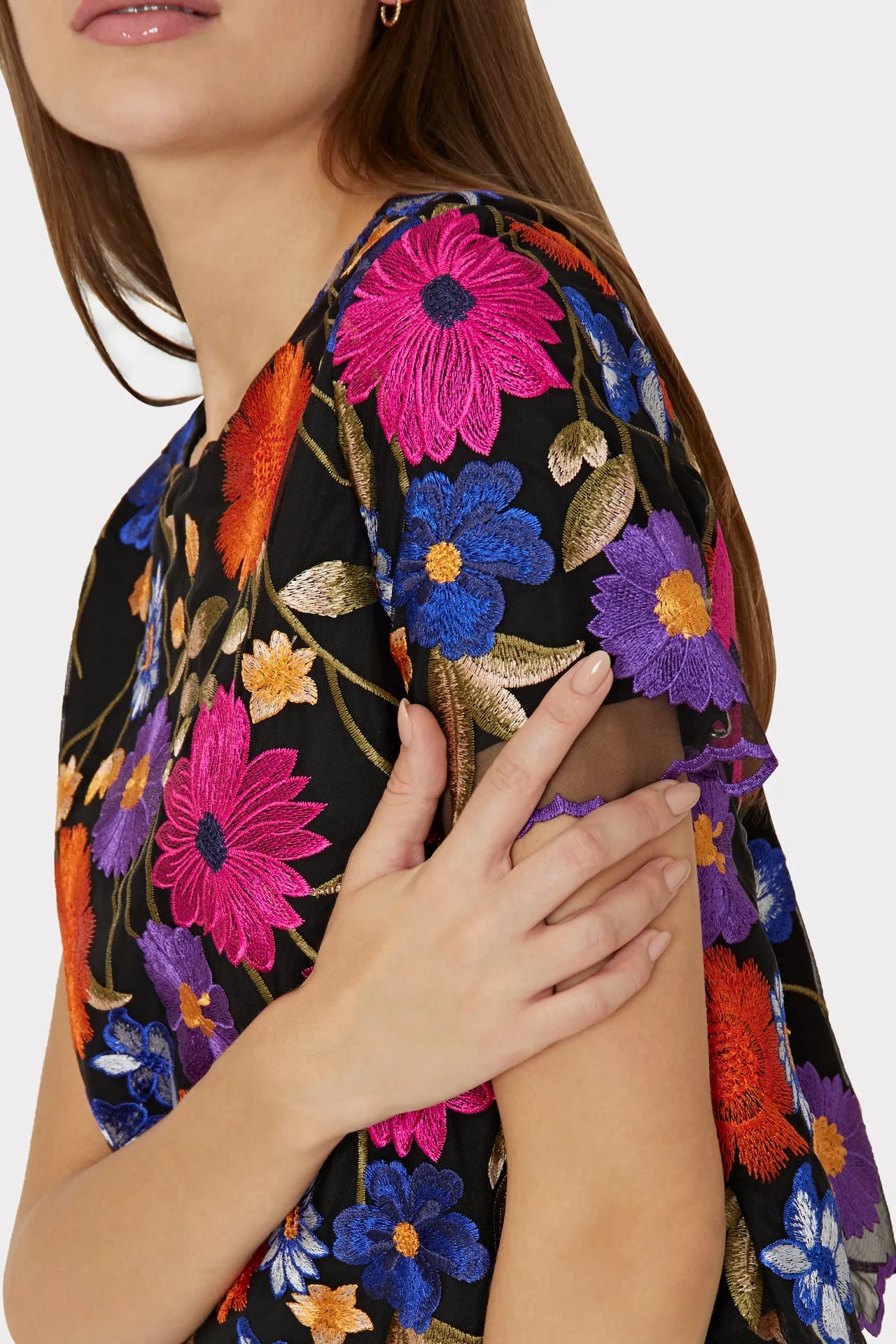 Katelynn Fall Foliage Embroidery Tee sold by Milly product image thumbnail 3