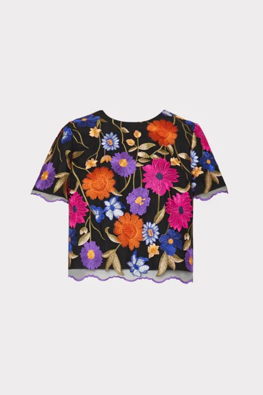 Katelynn Fall Foliage Embroidery Tee made by Milly