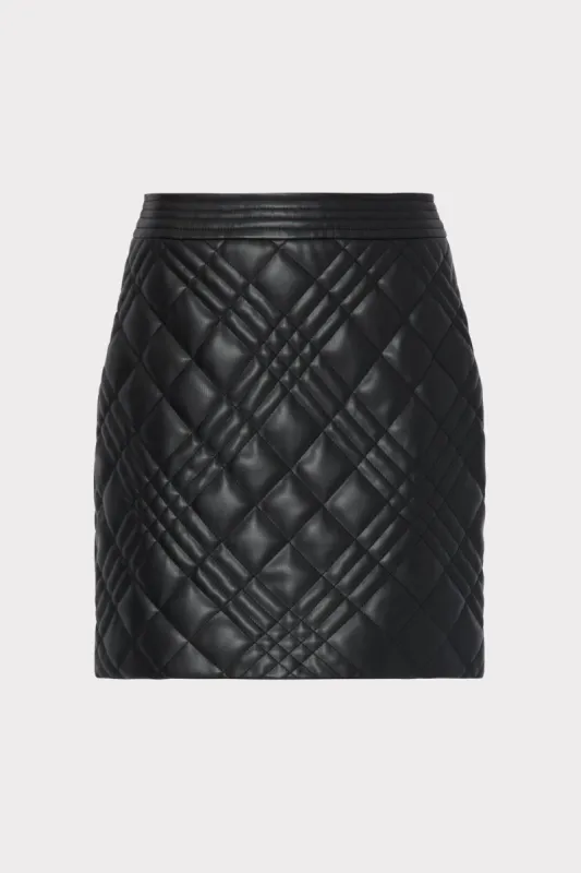 Hailey Quilted Vegan Leather Skirt made by Milly