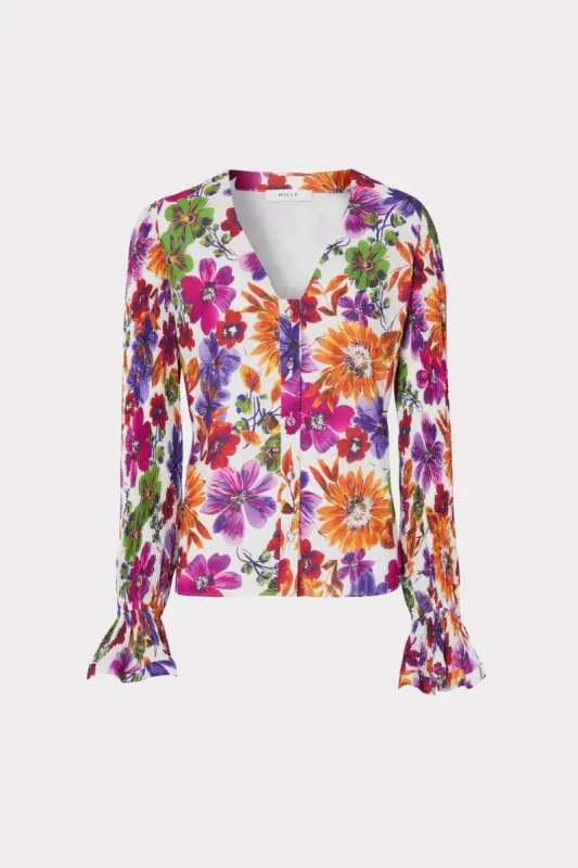 Greer Wildflower Garden Print Top sold by Milly