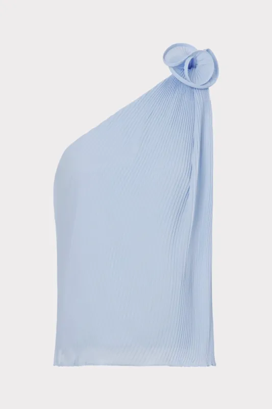 Gretta One Shoulder Pleated Top sold by Milly
