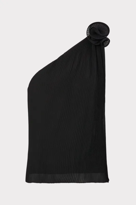 Gretta One Shoulder Pleated Top sold by Milly