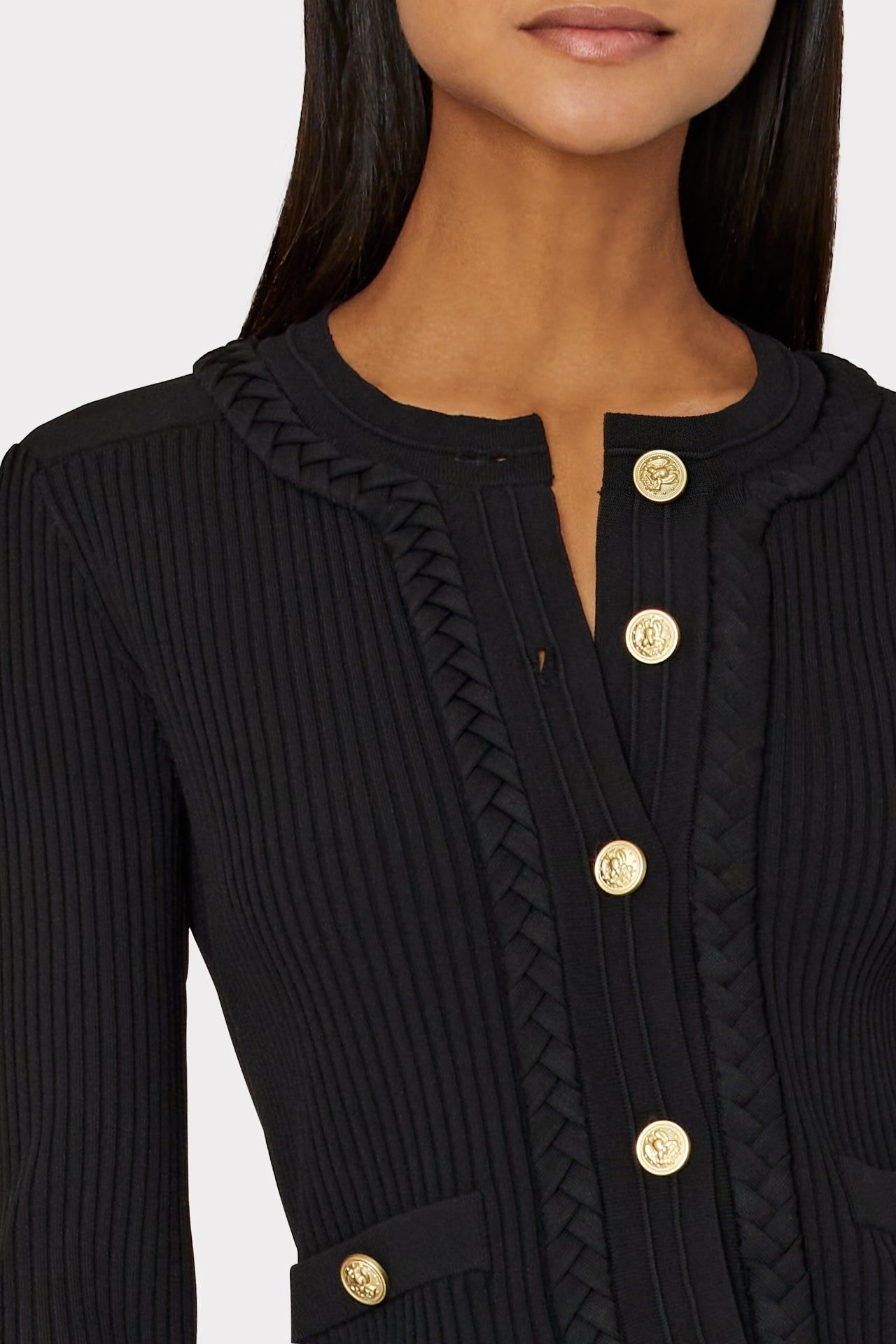 Braided Placket Cardigan sold by Milly product image thumbnail 3