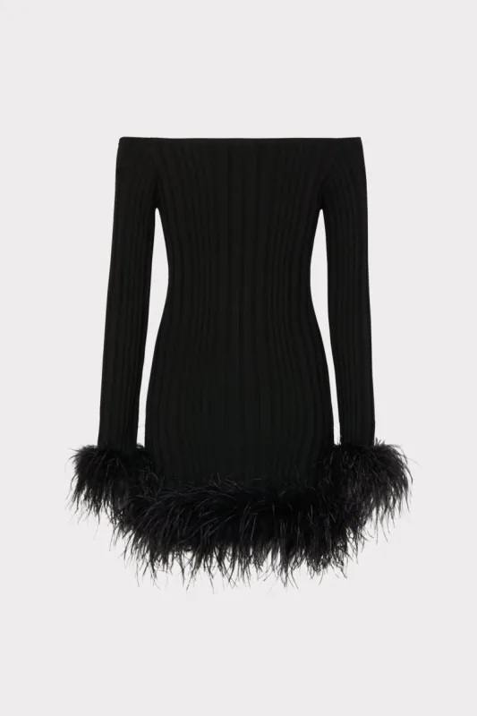 Rosette Feather Trim Mini Dress sold by Milly