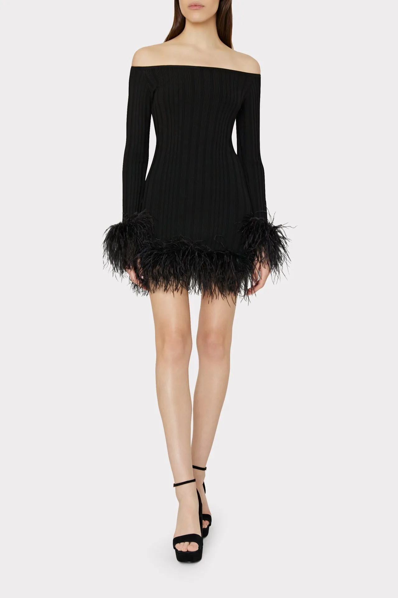 Rosette Feather Trim Mini Dress sold by Milly product image thumbnail 2