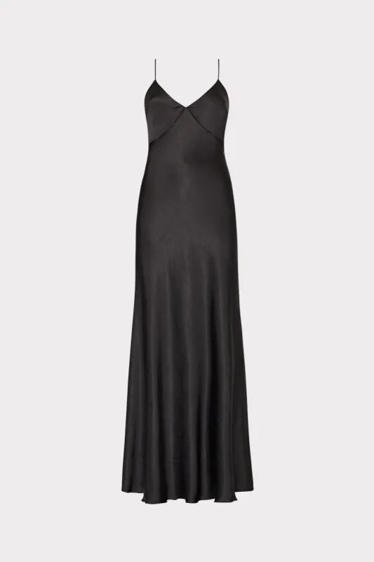 Addie Hammered Satin Maxi Dress sold by Milly