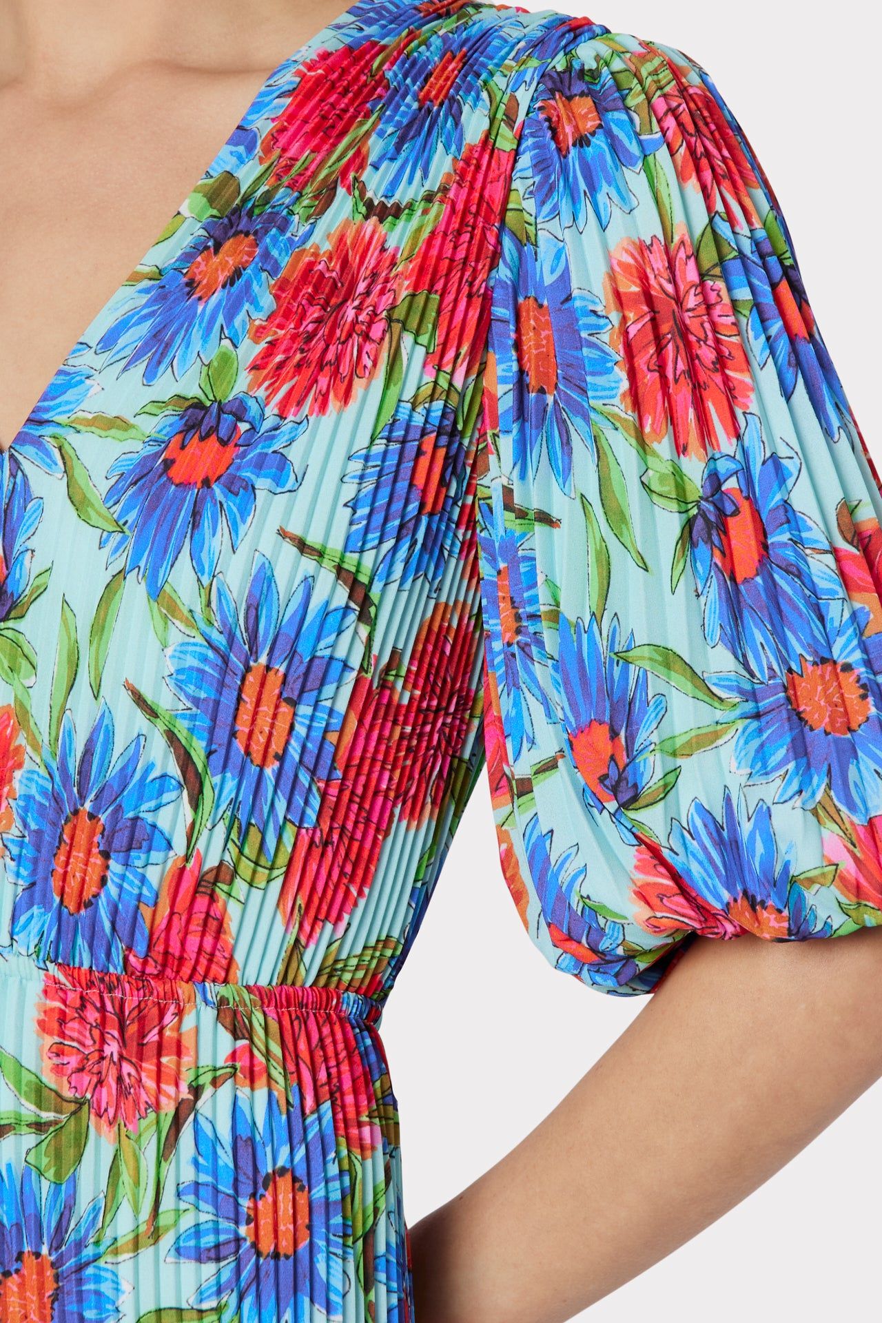 Elle Painted Dahlia Pleated Dress sold by Milly product image thumbnail 3