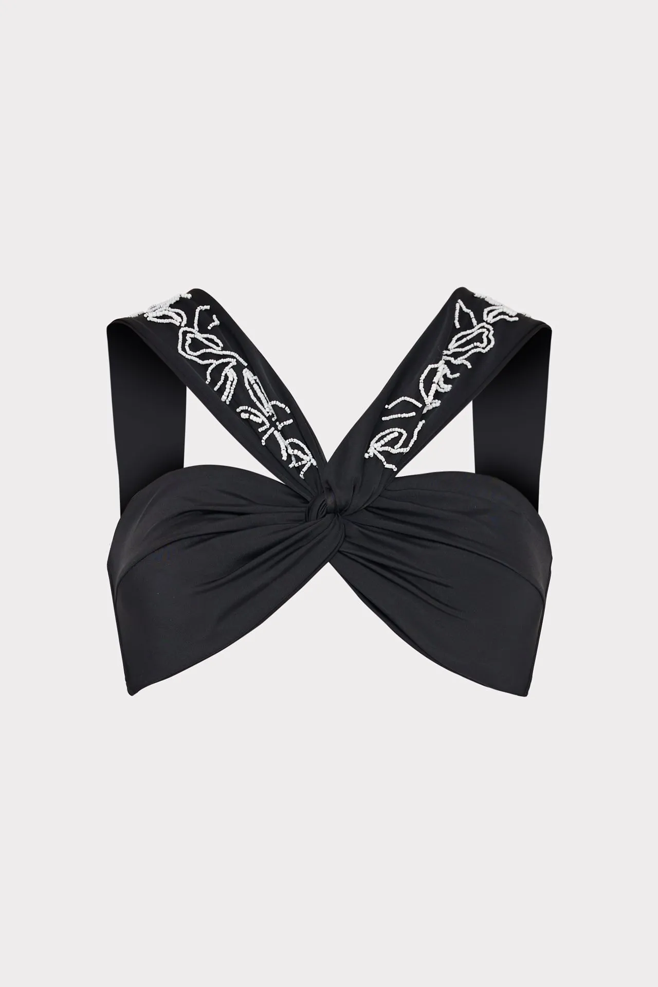 Beaded Applique Shoulder Draped Bikini Top sold by Milly