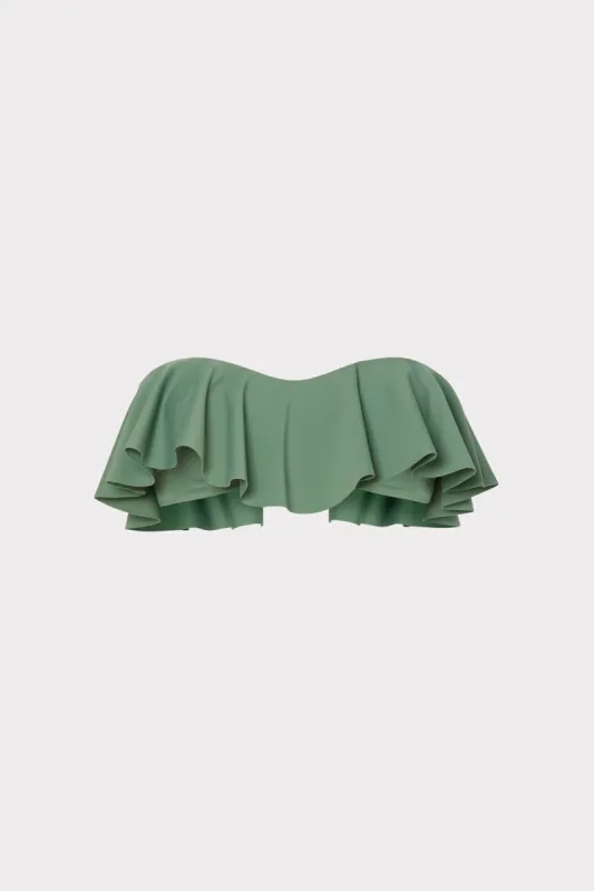 Solid Ruffle Bandeau Bikini Top sold by Milly