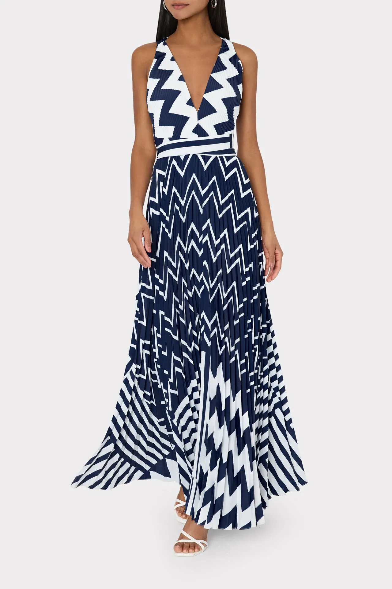 Oria Patchwork Chevron Dress sold by Milly product image thumbnail 2