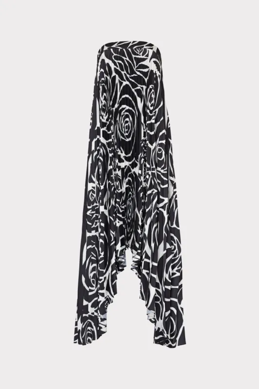 Nava Black Rose Strapless Pleated Dress sold by Milly