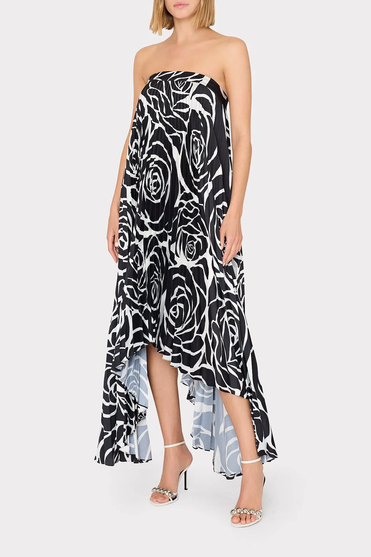 Nava Black Rose Strapless Pleated Dress sold by Milly product image thumbnail 2