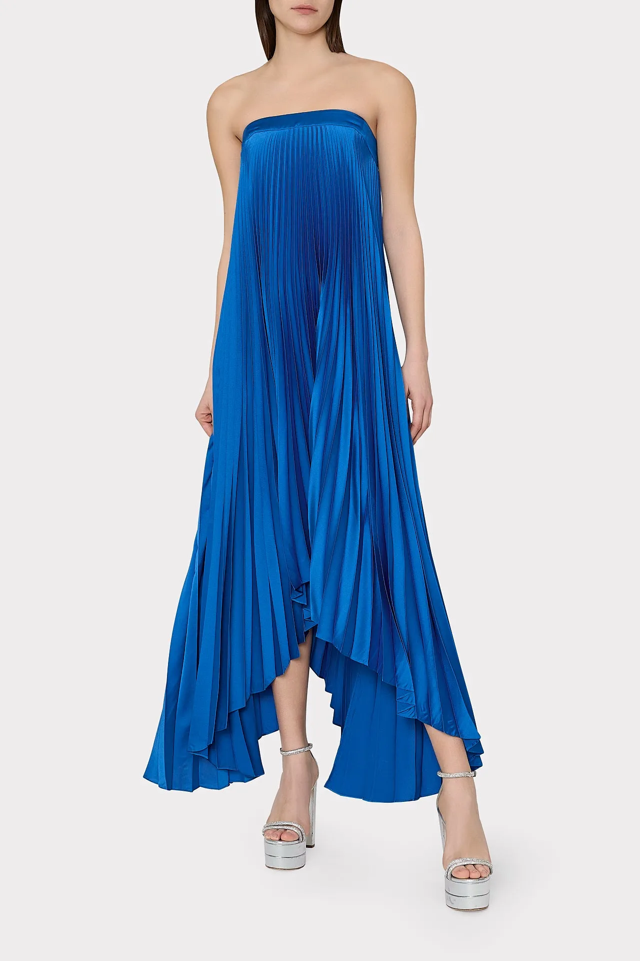 Jordyn Satin Pleated Strapless Dress sold by Milly product image thumbnail 2