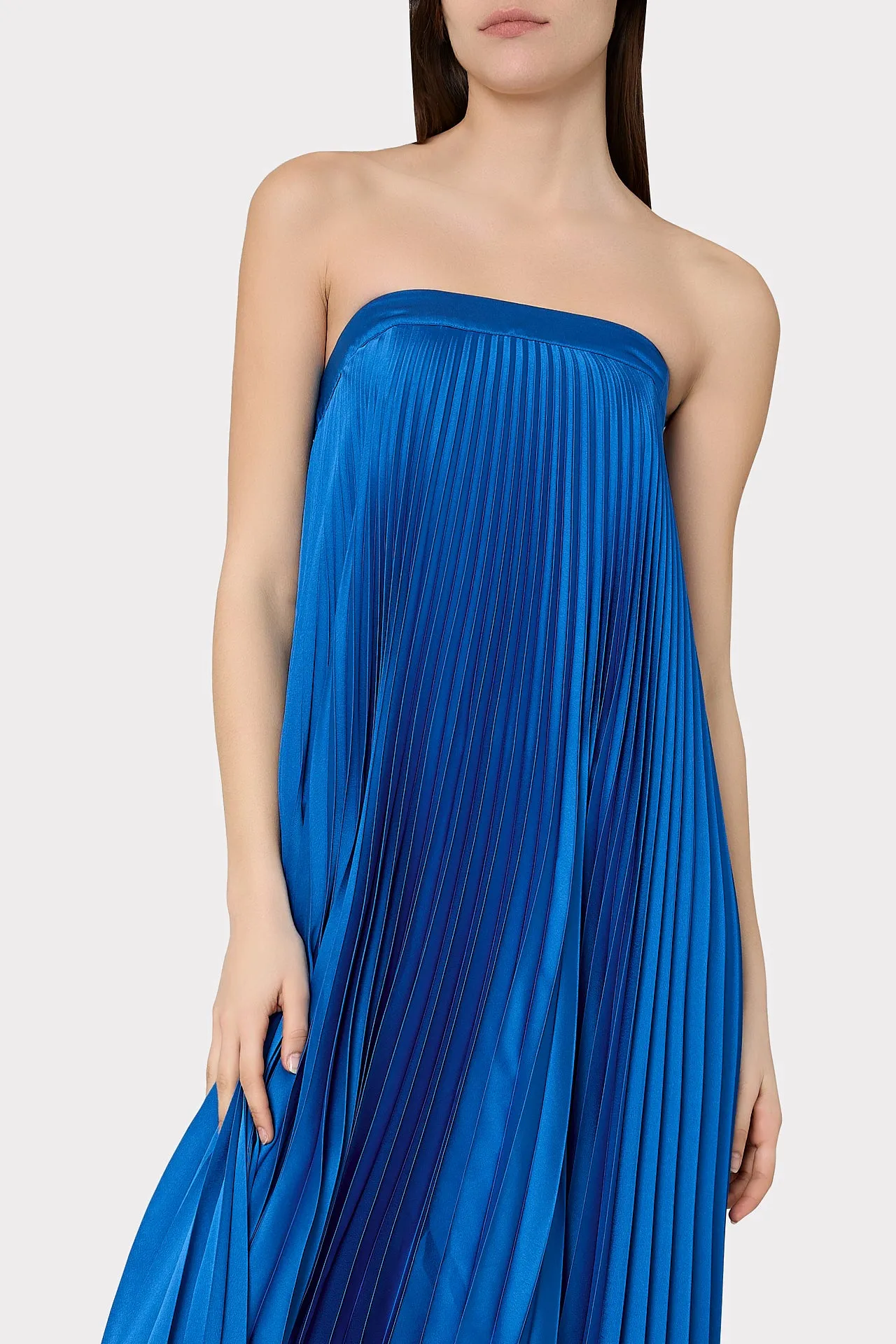 Jordyn Satin Pleated Strapless Dress sold by Milly product image thumbnail 3