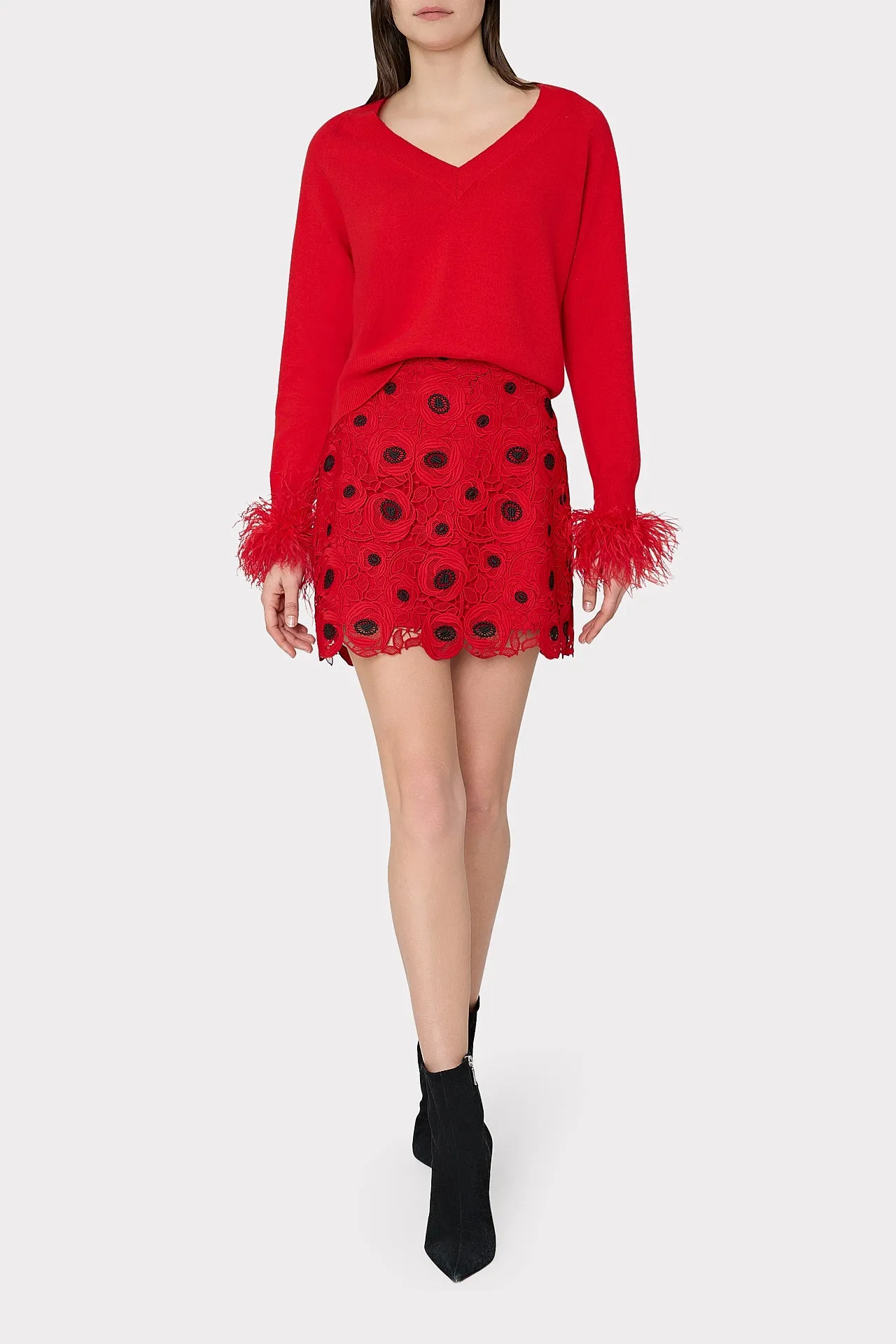 Feather Cuff V-Neck Sweater sold by Milly product image thumbnail 2