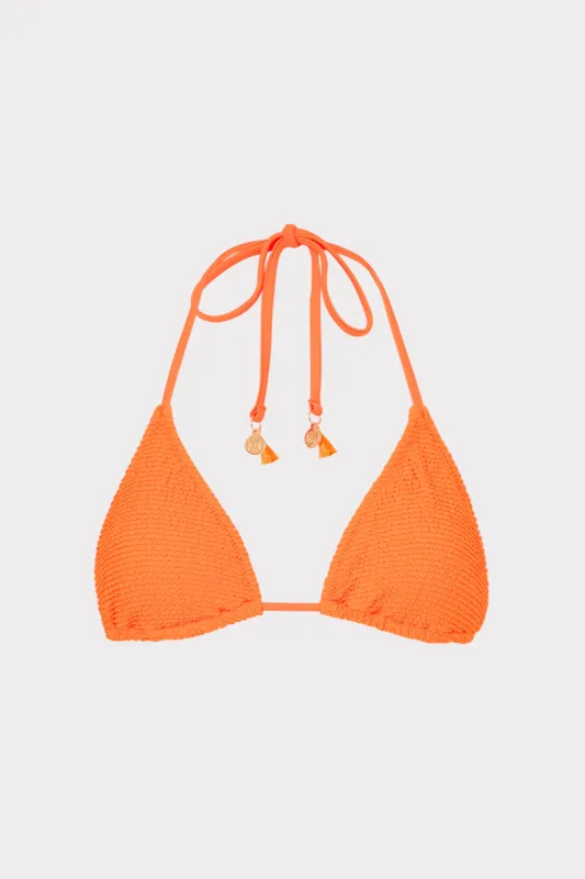 Lori Textured Triangle Bikini Top sold by Milly