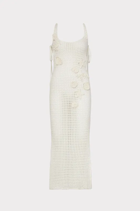 Mesh Stitch Dress With Seashell Crochet sold by Milly