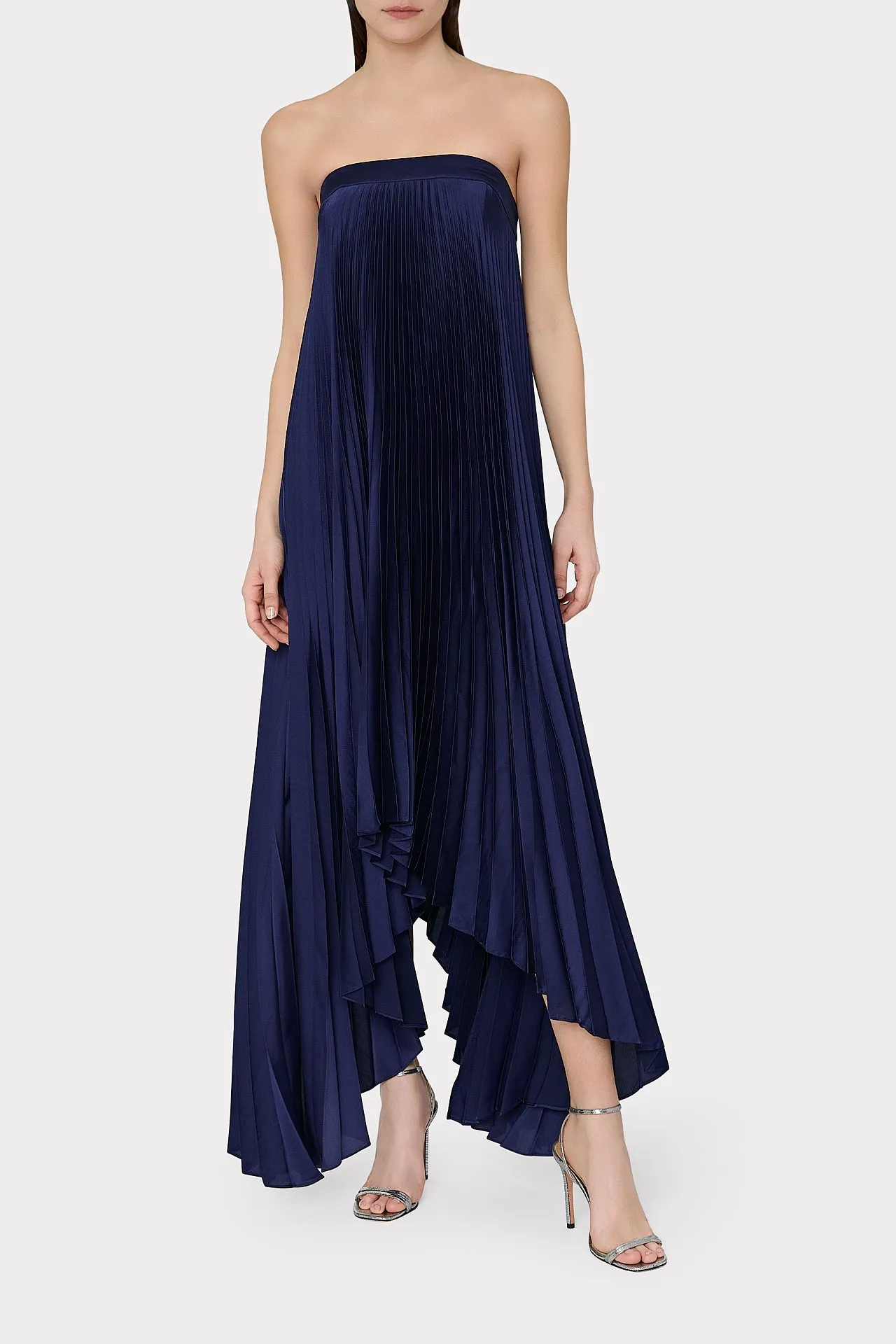 Jordyn Satin Pleated Strapless Dress sold by Milly product image thumbnail 2