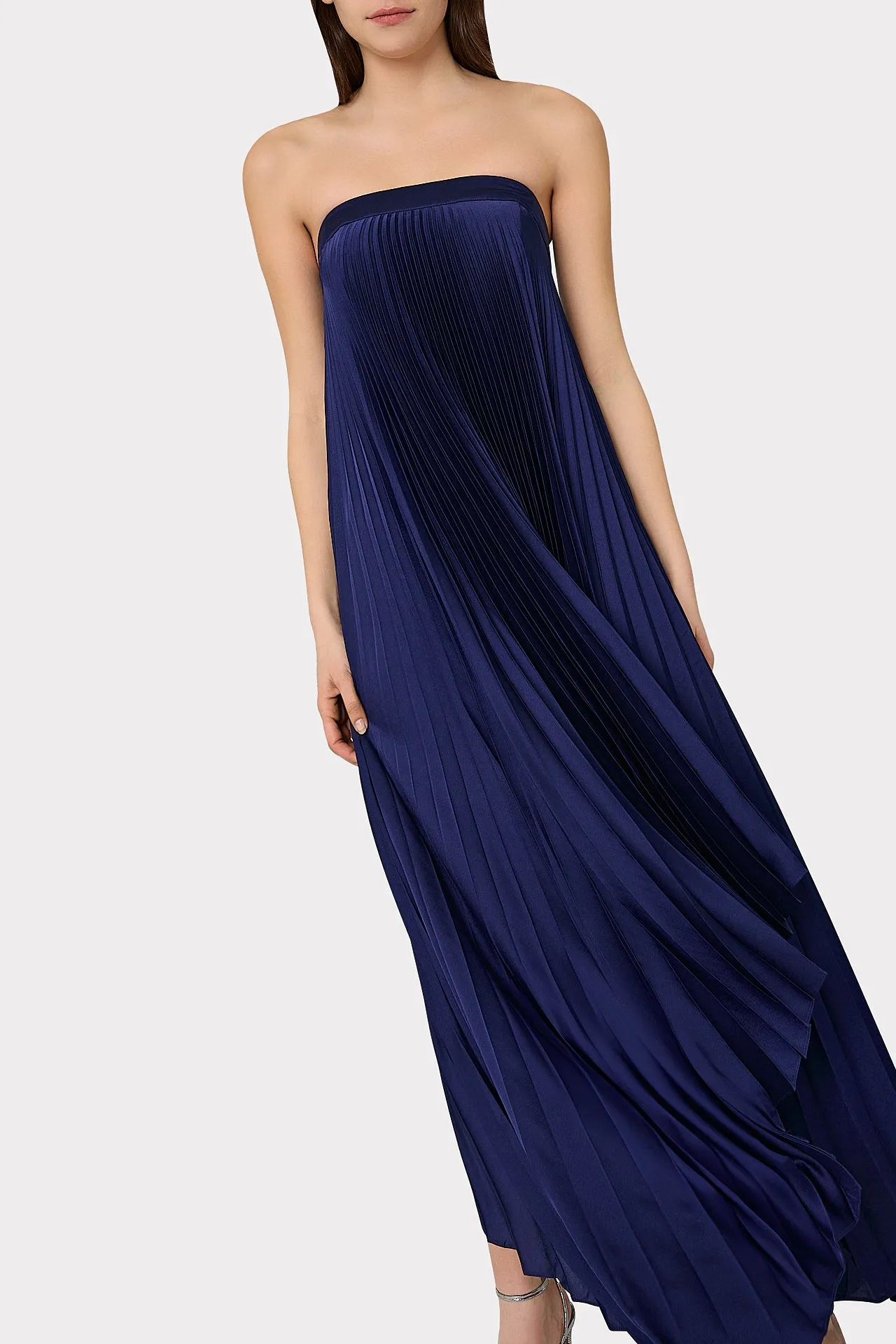 Jordyn Satin Pleated Strapless Dress sold by Milly product image thumbnail 3