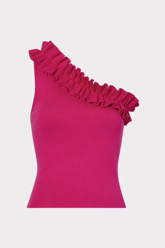 Ruffle One Shoulder Top sold by Milly