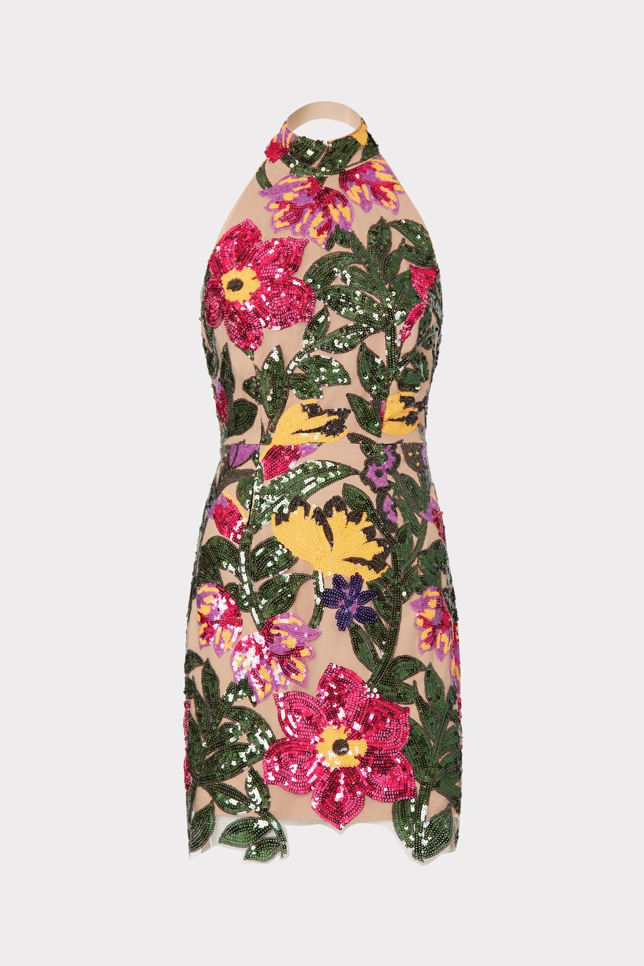 Hariet Floral Sequin Halter Dress sold by Milly
