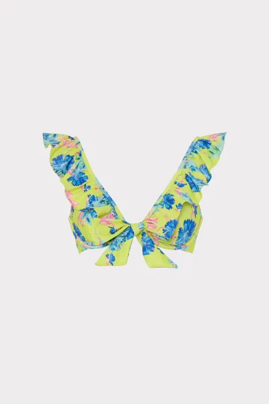Floating Cosmos Ruffle Bikini Top sold by Milly