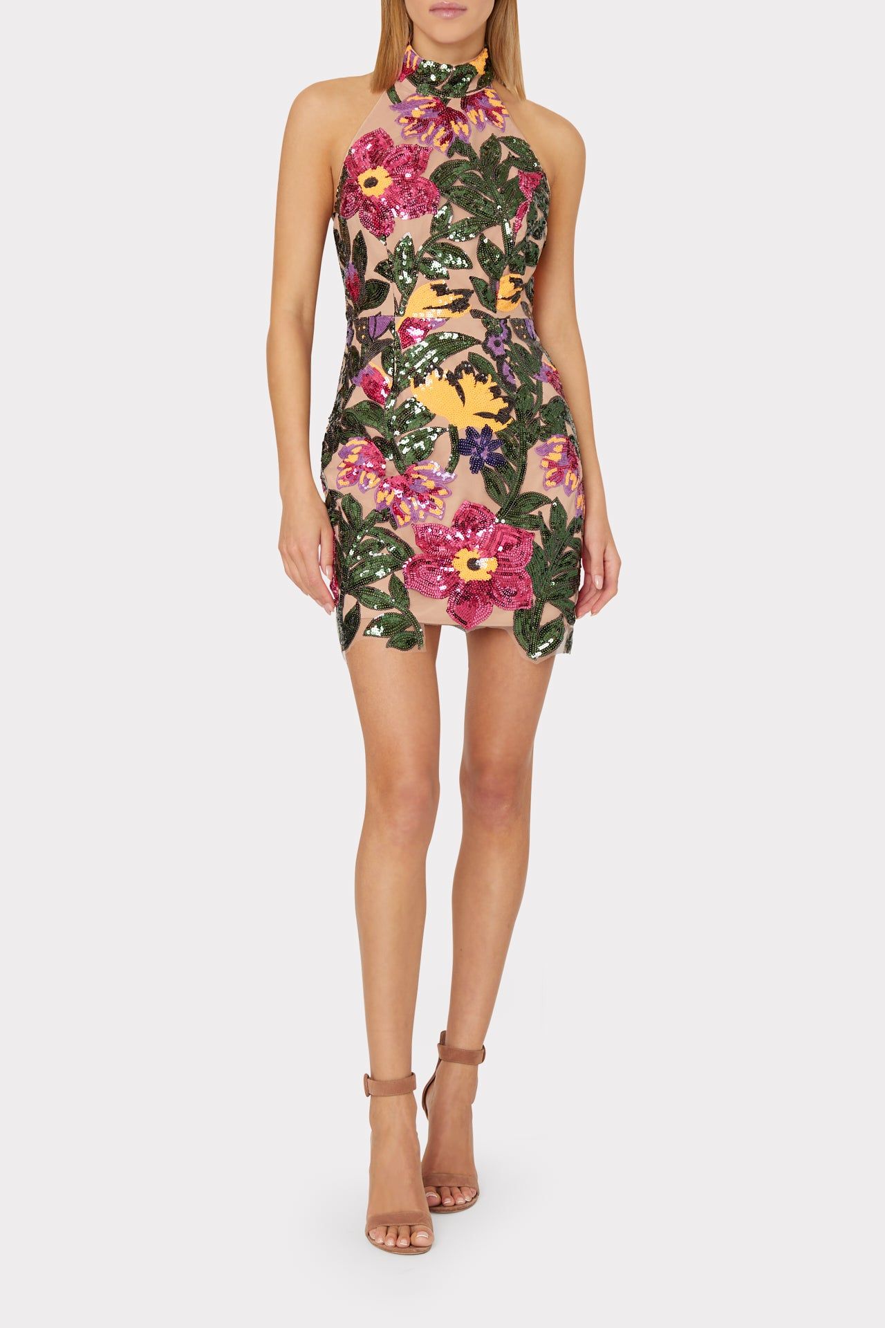 Hariet Floral Sequin Halter Dress sold by Milly product image thumbnail 2