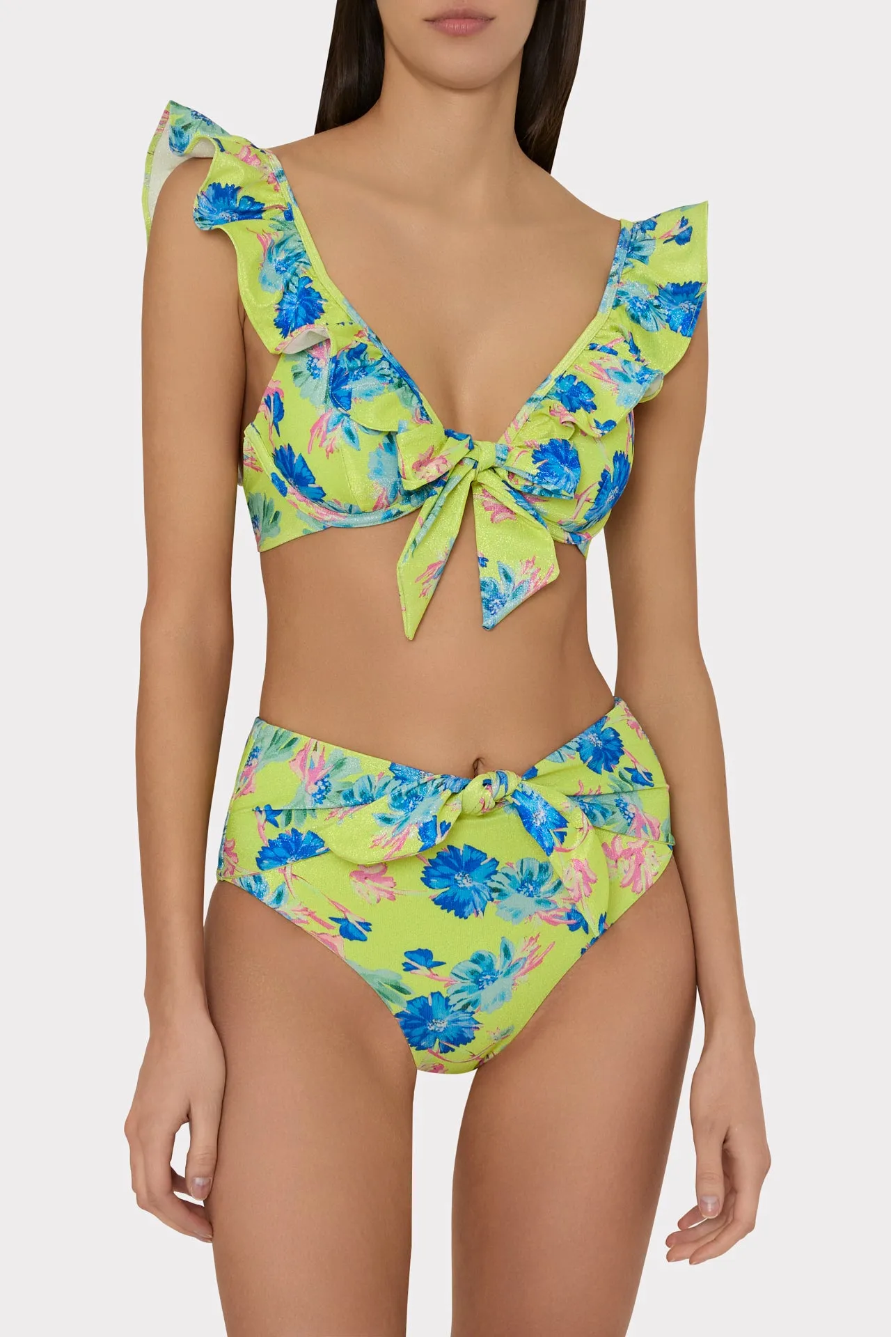 Floating Cosmos Ruffle Bikini Top sold by Milly product image thumbnail 2